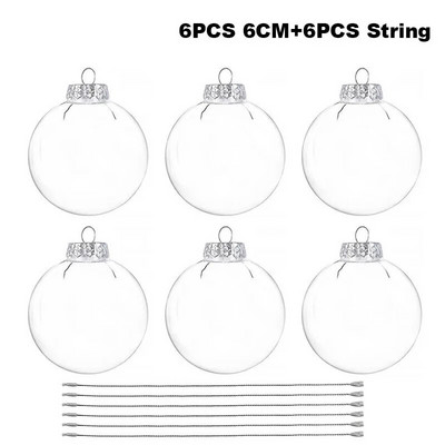 6Gb Caurspīdīga plastmasas Ziemassvētku rotājuma bumba pildāma rotājums Ziemassvētku eglītes piekarināmais kulons 2023 Jaunais gads Navidad