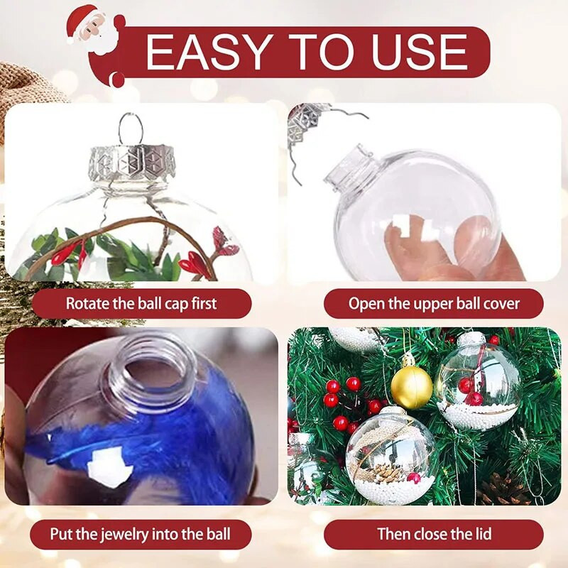 6Gb Caurspīdīga plastmasas Ziemassvētku rotājuma bumba pildāma rotājums Ziemassvētku eglītes piekarināmais kulons 2023 Jaunais gads Navidad