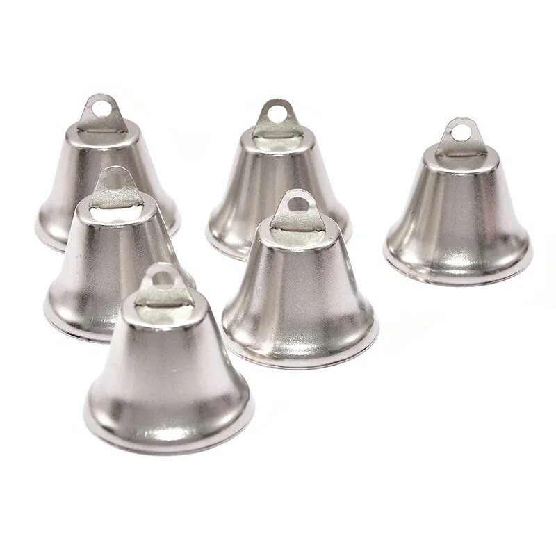 50 komada srebrnih božićnih ukrasa sa zvončićima, metalnih zvončića, božićnih ukrasa za drvce. DIY rukotvorine, novogodišnji božićni ukrasi