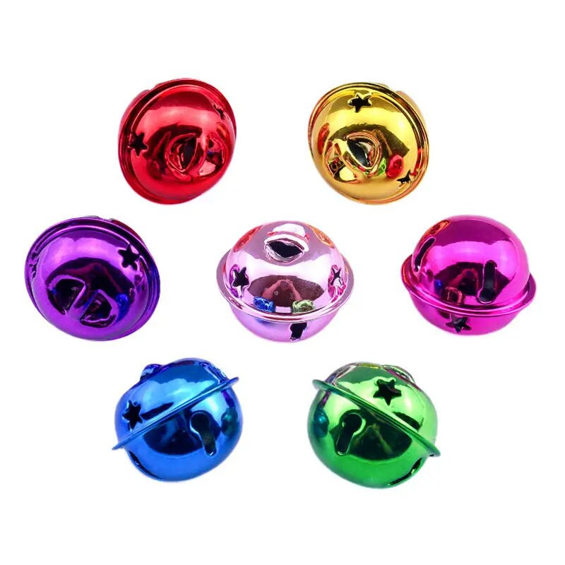 10 tk/pakend 24 mm kullast rauast lahtised metallhelmed kõlisevad kellukellad jõulukaunistusega ripats DIY käsitsi valmistatud käsitöötarvikute materjal