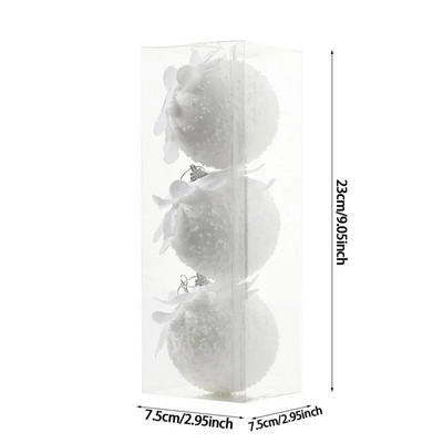 3gab 8cm balta Ziemassvētku bumba Ziemassvētku eglītes piekarināms kulons ar putuplasta sniega bumbiņu Ziemassvētku rotājums mājām Natal Jaunais gads 2023