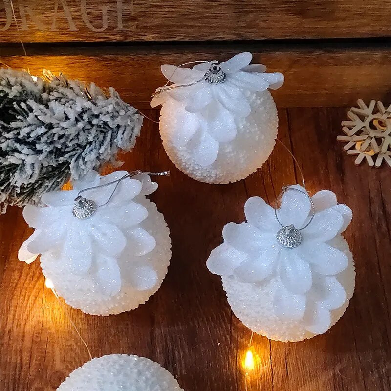 3gab 8cm balta Ziemassvētku bumba Ziemassvētku eglītes piekarināms kulons ar putuplasta sniega bumbiņu Ziemassvētku rotājums mājām Natal Jaunais gads 2023