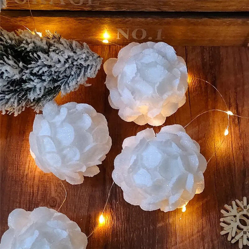 3gab 8cm balta Ziemassvētku bumba Ziemassvētku eglītes piekarināms kulons ar putuplasta sniega bumbiņu Ziemassvētku rotājums mājām Natal Jaunais gads 2023