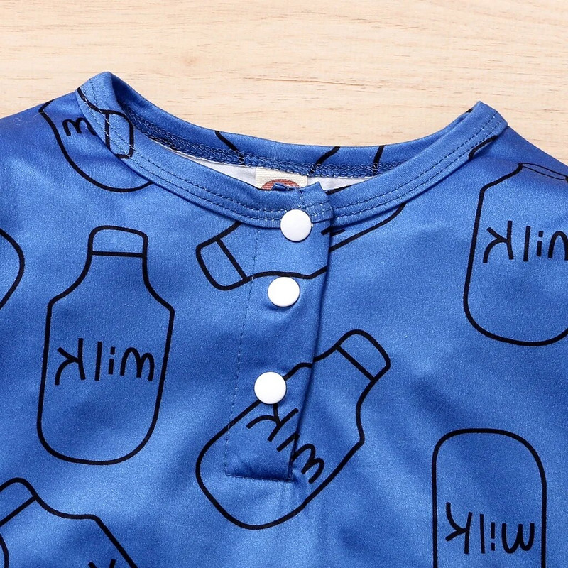 0-2 godine Plavi kombinezon s gumbima za dječake Prekrasne bočice za mlijeko s dugim rukavima iz crtića Odjeća za male dječake proljeće jesen