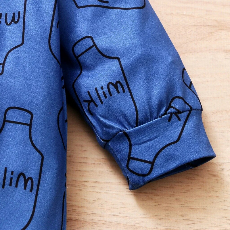 0-2 godine Plavi kombinezon s gumbima za dječake Prekrasne bočice za mlijeko s dugim rukavima iz crtića Odjeća za male dječake proljeće jesen