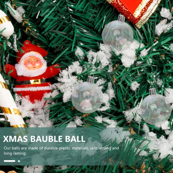 18Pc Коледна прозрачна топка Пластмасови коледни елхи Отворена кутия с топки Bauble Ornament Сватбен подарък Сфери за коледно парти