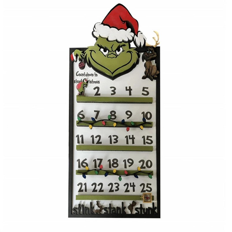 Ziemassvētku Adventes kalendārs bērniem Ziemassvētku eglīšu atpakaļskaitīšanas kalendāra apgriešanas raksts un numurs mājas svētku Ziemassvētku rotājumiem