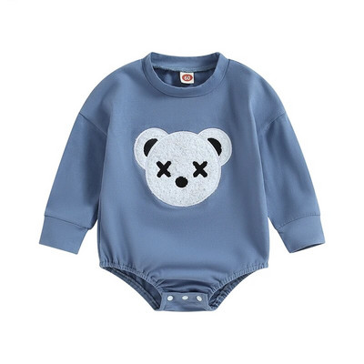 Jauki jaundzimušie Zēni Meitenes Rotaļbikses Apģērbs Lācis Izšuvums Garām piedurknēm Džemperi Kombinezoni Spēļu tērpi Toddler Mīkstas Apģērbs