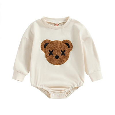 Jauki jaundzimušie Zēni Meitenes Rotaļbikses Apģērbs Lācis Izšuvums Garām piedurknēm Džemperi Kombinezoni Spēļu tērpi Toddler Mīkstas Apģērbs