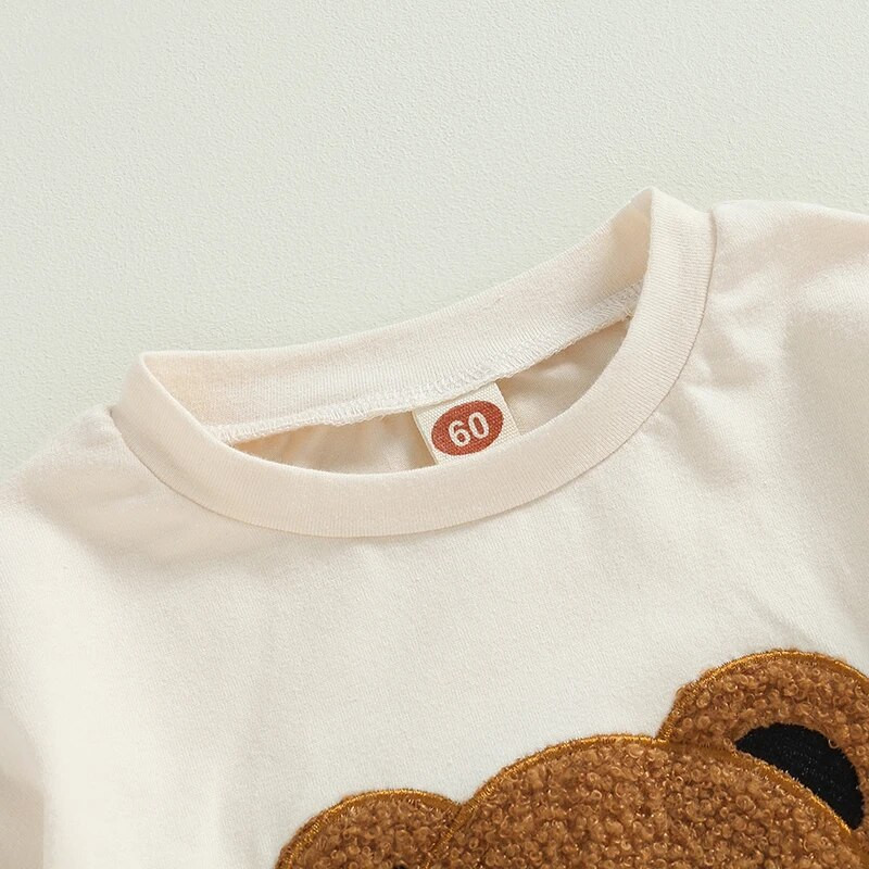 Jauki jaundzimušie Zēni Meitenes Rotaļbikses Apģērbs Lācis Izšuvums Garām piedurknēm Džemperi Kombinezoni Spēļu tērpi Toddler Mīkstas Apģērbs