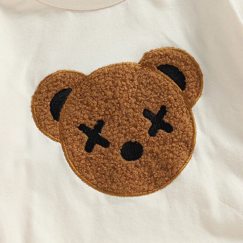 Jauki jaundzimušie Zēni Meitenes Rotaļbikses Apģērbs Lācis Izšuvums Garām piedurknēm Džemperi Kombinezoni Spēļu tērpi Toddler Mīkstas Apģērbs