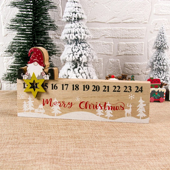 Коледен адвентен календар 24-дневно зимно тематично парти 2023 Дървен коледен календар Декорации за домашно бюро Дядо Коледа