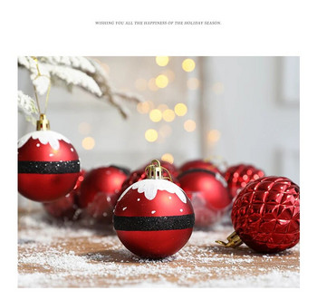 12 бр./кутия 6 см сладък Дядо Коледа Снежен човек Червена синя коледна топка Коледна елха Висящ орнамент за новогодишно парти Navidad Decora