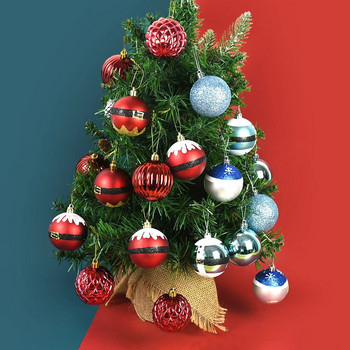 12 бр./кутия 6 см сладък Дядо Коледа Снежен човек Червена синя коледна топка Коледна елха Висящ орнамент за новогодишно парти Navidad Decora
