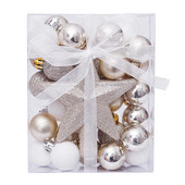 30 kom 3 cm božićni ukrasi od kuglica od bijelog zlata Božićne kuglice sa svjetlucavim vrhovima drvca, viseći privjesci za dekoraciju svatova