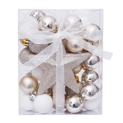 30 kom 3 cm božićni ukrasi od kuglica od bijelog zlata Božićne kuglice sa svjetlucavim vrhovima drvca, viseći privjesci za dekoraciju svatova