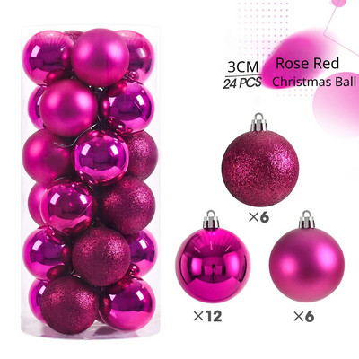 24 KOM 3 cm božićne kuglice ukrasi božićno drvce viseći privjesak darovi za dom novogodišnja božićna kugla 2023.
