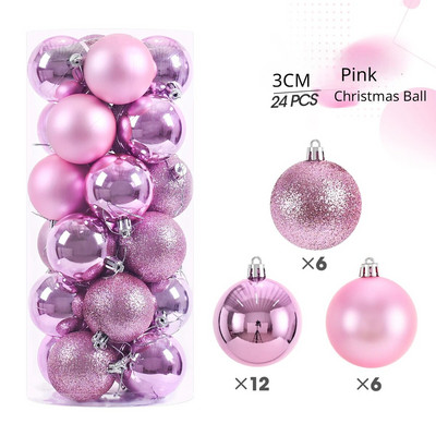 24 KOM 3 cm božićne kuglice ukrasi božićno drvce viseći privjesak darovi za dom novogodišnja božićna kugla 2023.