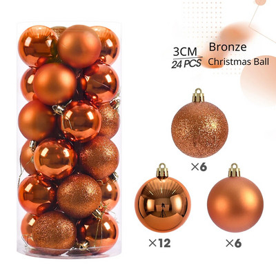 24 KOM 3 cm božićne kuglice ukrasi božićno drvce viseći privjesak darovi za dom novogodišnja božićna kugla 2023.