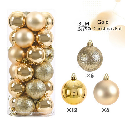 24 KOM 3 cm božićne kuglice ukrasi božićno drvce viseći privjesak darovi za dom novogodišnja božićna kugla 2023.