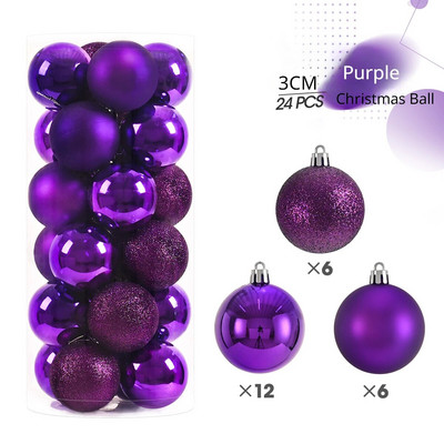 24 KOM 3 cm božićne kuglice ukrasi božićno drvce viseći privjesak darovi za dom novogodišnja božićna kugla 2023.