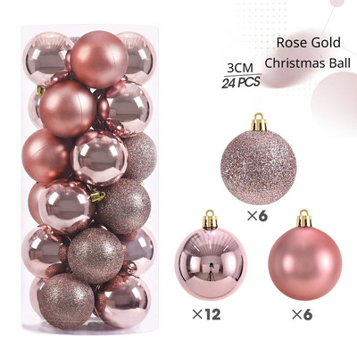 24 KOM 3 cm božićne kuglice ukrasi božićno drvce viseći privjesak darovi za dom novogodišnja božićna kugla 2023.