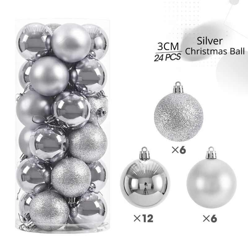 24 KOM 3 cm božićne kuglice ukrasi božićno drvce viseći privjesak darovi za dom novogodišnja božićna kugla 2023.