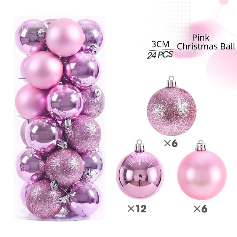 24 KOM 3 cm božićne kuglice ukrasi božićno drvce viseći privjesak darovi za dom novogodišnja božićna kugla 2023.