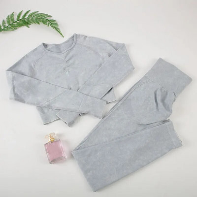 SVOKOR Wash Sportski set za žene 2PC bešavna odijela za jogu Fitness majica dugih rukava s dizanjem guze za vježbanje Aktivna odjeća