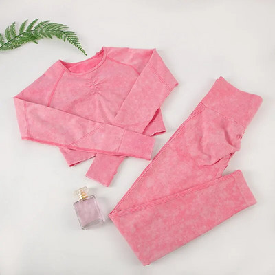 SVOKOR Wash Sportski set za žene 2PC bešavna odijela za jogu Fitness majica dugih rukava s dizanjem guze za vježbanje Aktivna odjeća