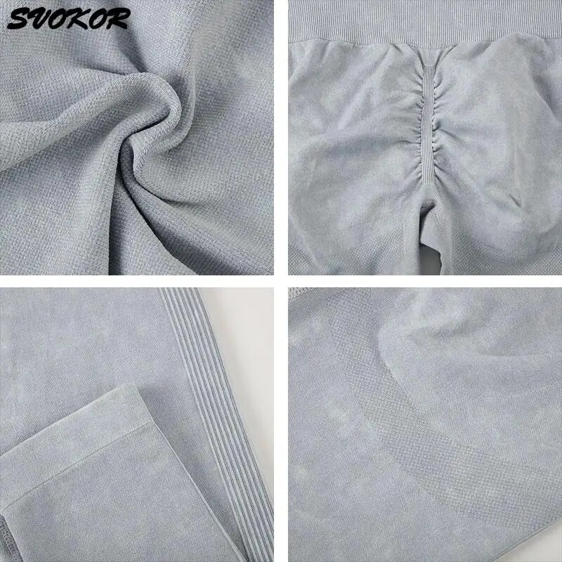 SVOKOR Wash Sportski set za žene 2PC bešavna odijela za jogu Fitness majica dugih rukava s dizanjem guze za vježbanje Aktivna odjeća