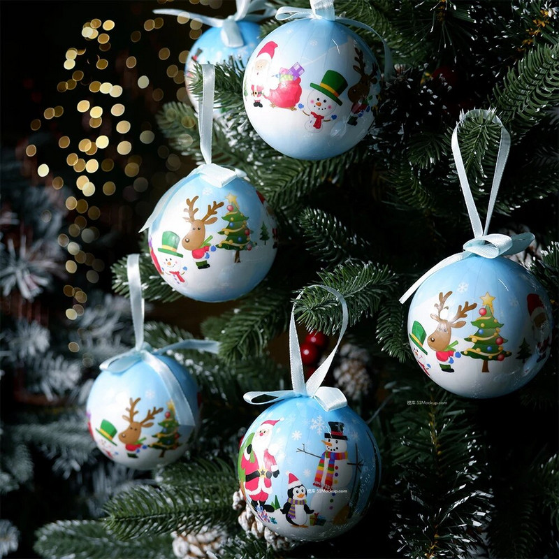 1Gb Ziemassvētku eglīšu dekoru bumbiņu rotājumi Ziemassvētku eglīšu rotaļlietas piekārtiem bumbu sniegavīriem mājas ballītes rotājums Jaungada dāvana