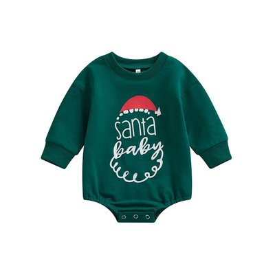 FOCUSNORM 0-18M Božićne kombinezone za djevojčice i dječake 4 stila, božićna pisma/crtići s printom jesenskih kombinezona dugih rukava