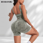 Zökkenőmentes jógakészlet tornaruhák rövidnadrággal Crop Top sportmelltartó Női rövidnadrág 2 részes készlet Futóedzés felszerelés Fitnesz ruházat