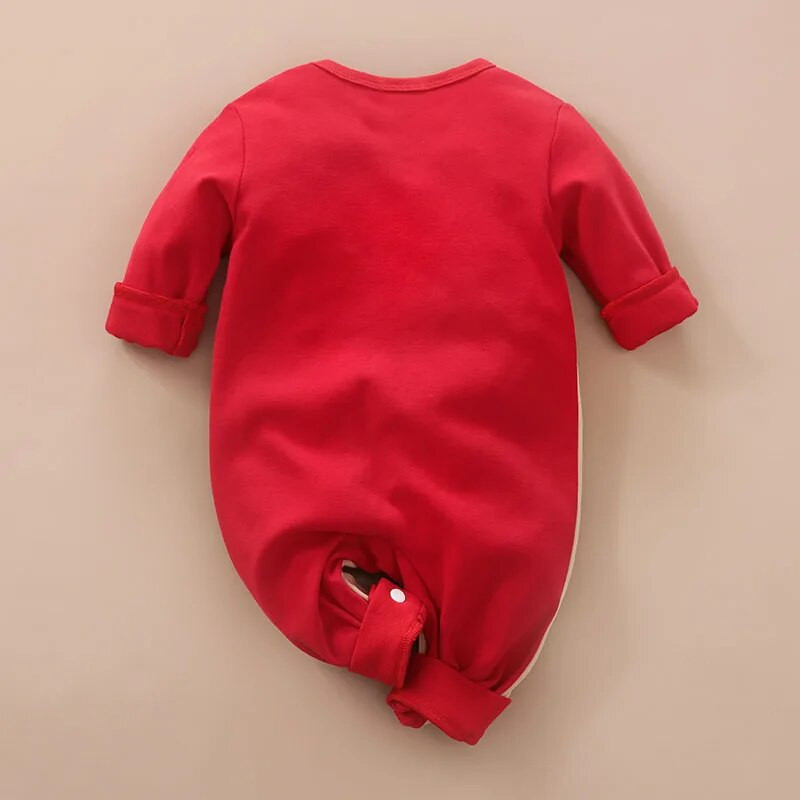 Ziemassvētku apģērbi zīdaiņiem Pavasara un rudens multfilma ar aļņu izšuvumu 3D dizains ar garām piedurknēm kokvilnas zēnu un meiteņu bodijs