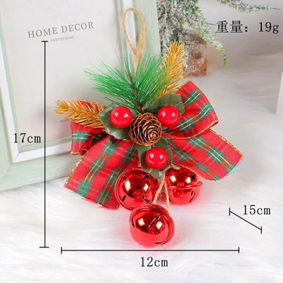 1db karácsonyi csengő csengő medálok piros bogyók fenyő csengő karácsonyfára függő díszek otthonra Noel újévi parti dísz