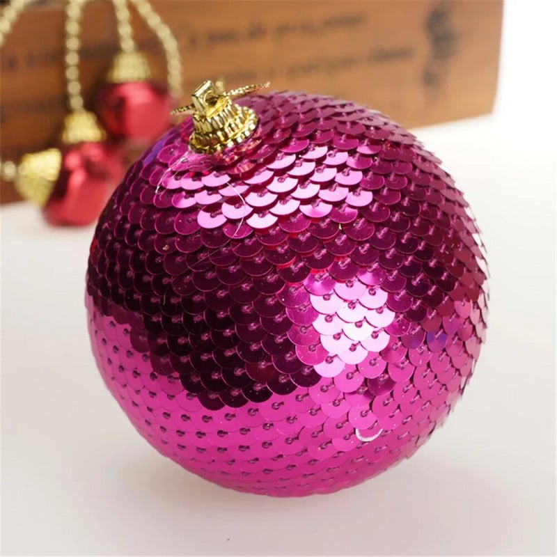 Božićne kuglice sa šljokicama Svjetlucave kuglice Ukrasi za sretno božićno drvce Rođendanska zabava Božićni dar 8 cm Božićna kuglica s navidezom L5