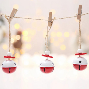 6 бр. Коледни метални звънчета, червени бели висулки за коледно дърво, орнаменти, подарък за коледни декорации, новогодишно парти, детски играчки