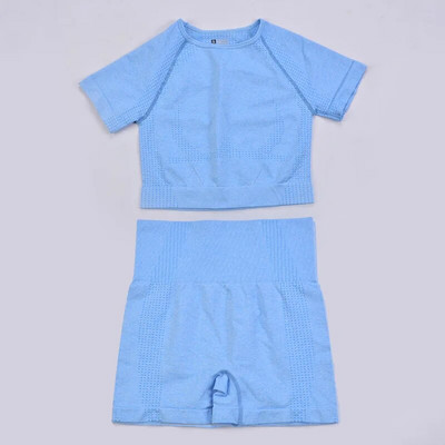 Bešavni set za jogu od 2 komada Sportsko odijelo Ženska odjeća za vježbanje Atletski set za teretanu Kratki top kratke rukave Kratke hlače za jogu Sportska odjeća za fitness