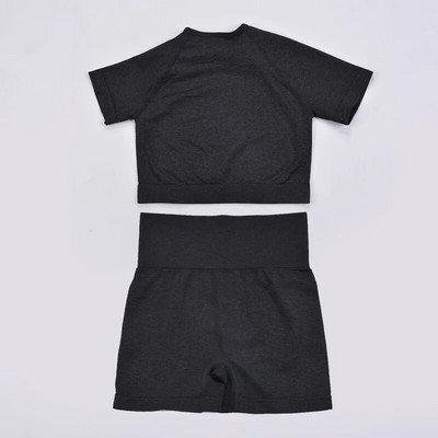 Bešavni set za jogu od 2 komada Sportsko odijelo Ženska odjeća za vježbanje Atletski set za teretanu Kratki top kratke rukave Kratke hlače za jogu Sportska odjeća za fitness