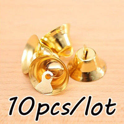 (10vnt./pak.) Maži mini skambučiai auksiniai sidabriniai metaliniai vestuviniai kalėdiniai papuošimai priedai rankdarbiams, pasidaryk pats