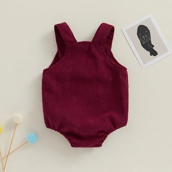 Toddler Baby Girls boys Corduroy Romper αμάνικο λουράκια τσέπης Ολόσωμη φόρμα νεογέννητα φορμάκια