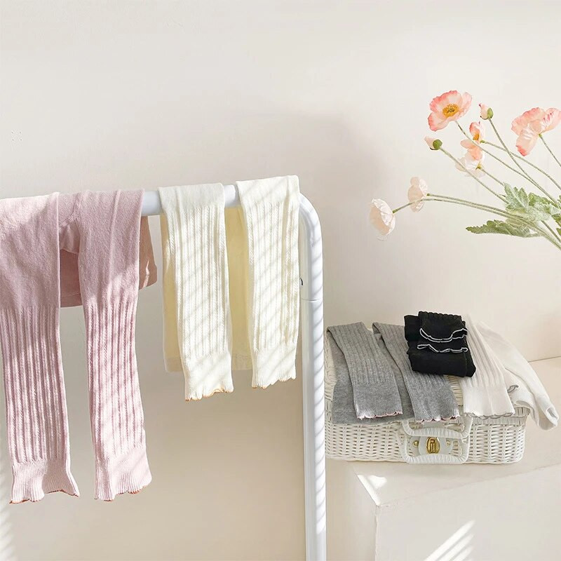 Novo 2023. Tajice za djevojčice S volanima Proljeće Jesen Dječje Hlače na pruge Elastični struk Pamučne tajice Hlače za pletenje