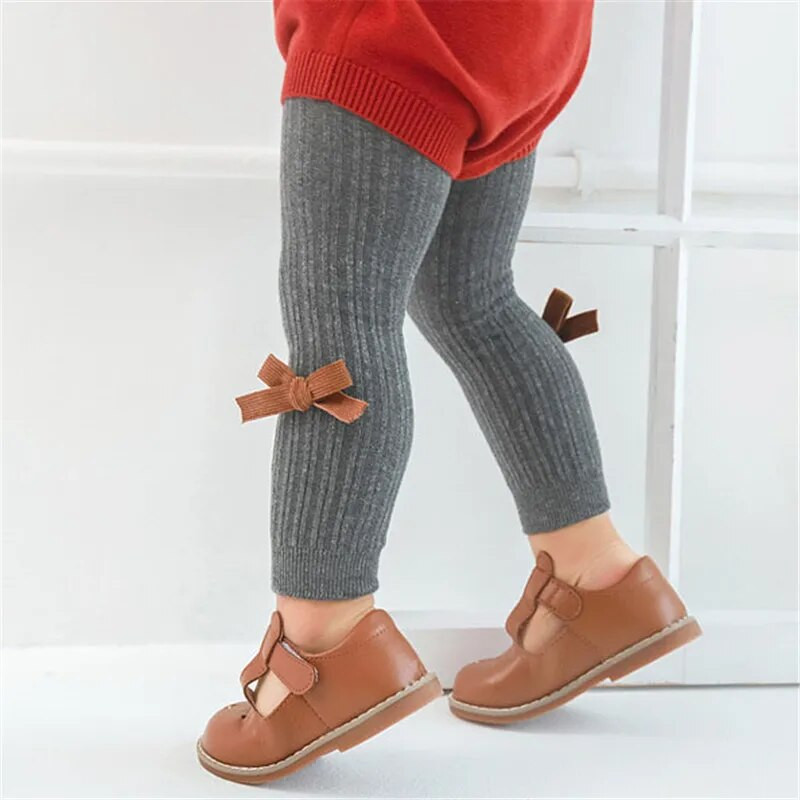 Slatke dječje tajice s mašnom za djevojčice Pamuk, dojenčad, mala djeca, novorođeni dječaci, jednobojne čarape, dječje 0-5T, rebraste zimske najlonke