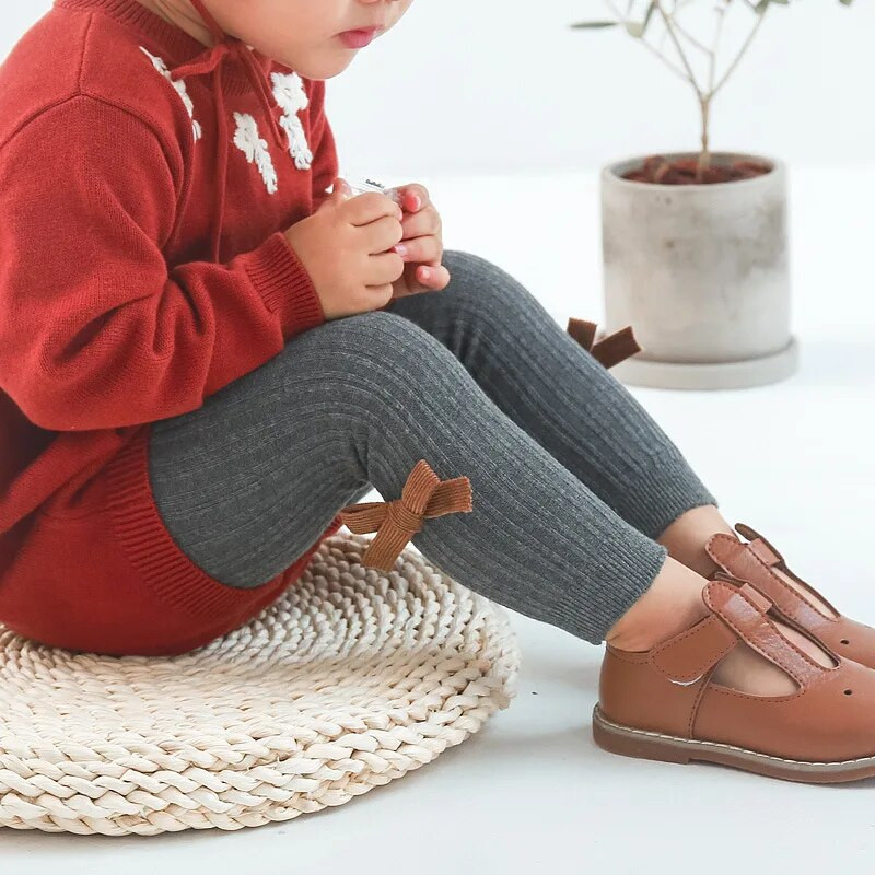 Slatke dječje tajice s mašnom za djevojčice Pamuk, dojenčad, mala djeca, novorođeni dječaci, jednobojne čarape, dječje 0-5T, rebraste zimske najlonke