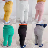 Dječje jednostavne jednobojne tajice za djevojčice Uske hlače na pruge za sve vrste, dječje pamučne, elastične uske hlače, rastezljive hlače za novorođenče