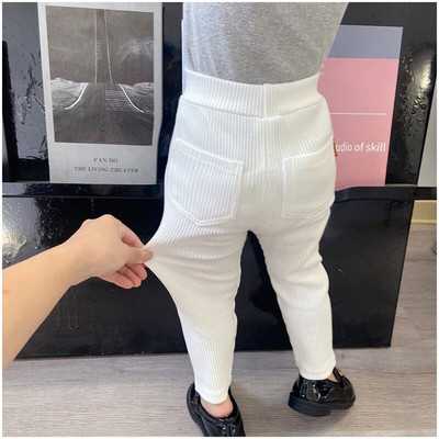 Dječje jednostavne jednobojne tajice za djevojčice Uske hlače na pruge za sve vrste, dječje pamučne, elastične uske hlače, rastezljive hlače za novorođenče