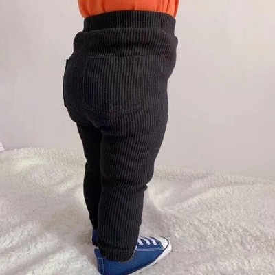 Dječje jednostavne jednobojne tajice za djevojčice Uske hlače na pruge za sve vrste, dječje pamučne, elastične uske hlače, rastezljive hlače za novorođenče