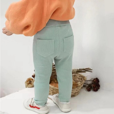 Dječje jednostavne jednobojne tajice za djevojčice Uske hlače na pruge za sve vrste, dječje pamučne, elastične uske hlače, rastezljive hlače za novorođenče