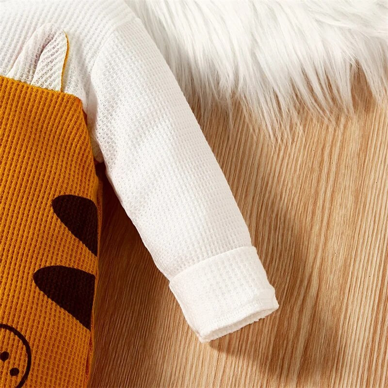 Jesen Zima Odjeća za novorođenčad Dojenčad Djevojčice Dječaci Kombinezon bez stopala Waffle Cartoon Tiger print dugih rukava Dojenčad Jesen Hrame